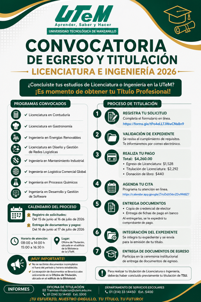 Convocatoria de titulación 2 2026