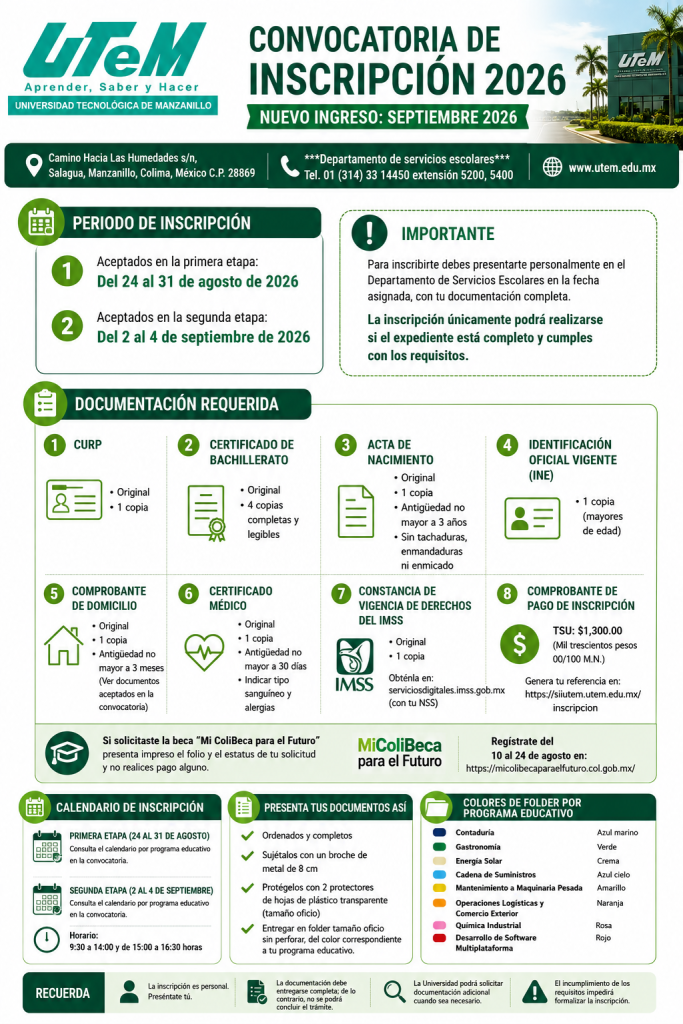 Convocatoria de inscripción 2026
